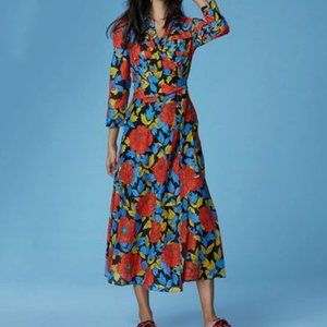 Diane von Furstenberg Collared Wrap Dress Cover-Up, Boswell Black Size M